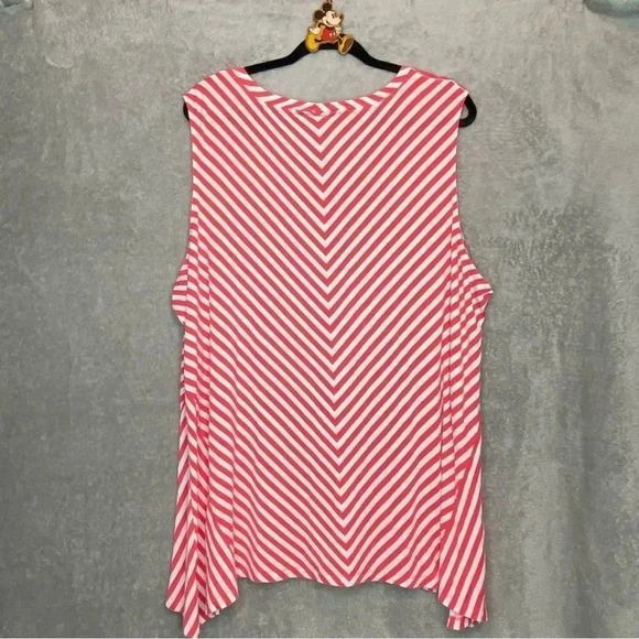 Apt‎ 9 3X Top Shirt Red White Striped Sleeveless V Neck Asymmetrical Stretch - Picture 4 of 7